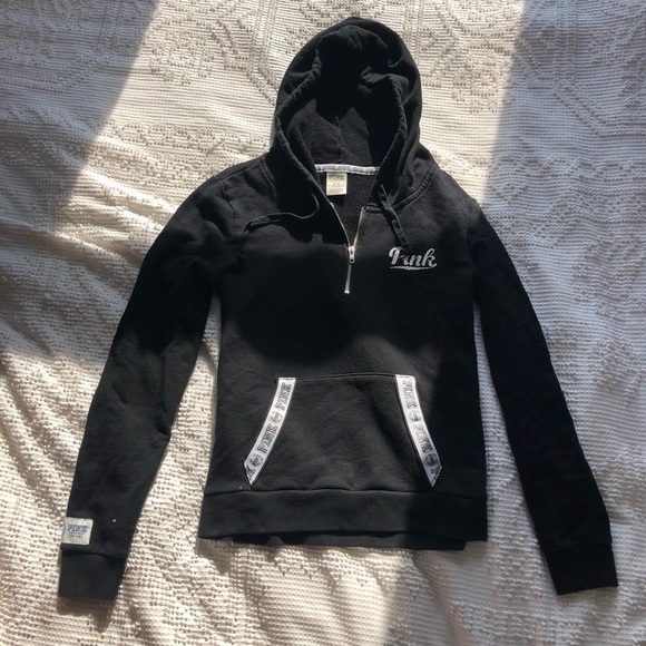 PINK Victora secret black and white hoodie - Picture 2 of 3